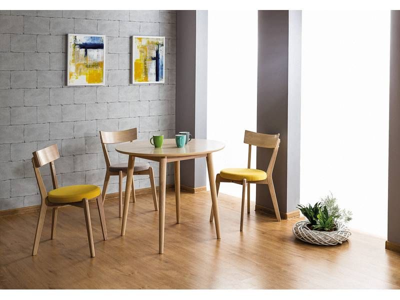 Jedálenský stôl, okrúhly 90cm, MDF, dub medový, Signal, NELSON