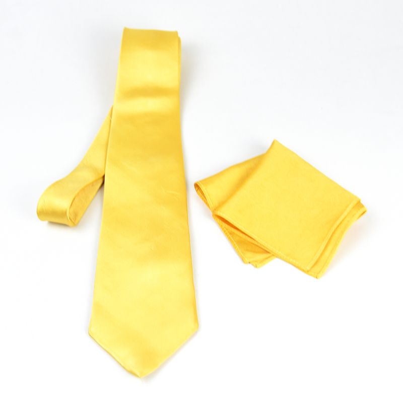 Hodvábna kravata a vreckovka v zlatej farbe, Slovenská výroba 100% hodváb