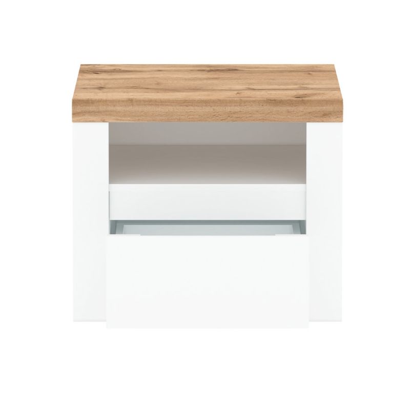 Nočný stolík, 60cm, biely lesk, dub wotan, VILGO 1S