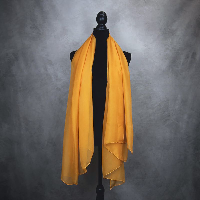 Luxusný hodvábny šál ORANŽOVÝ 180 x 110cm, Ručná výroba na Slovensku