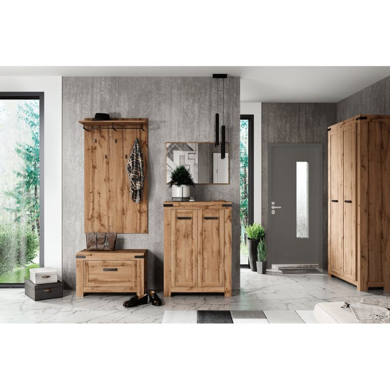 Skriňa, 112cm, vešiaková, dub wotan, MORATIZ 2D1S