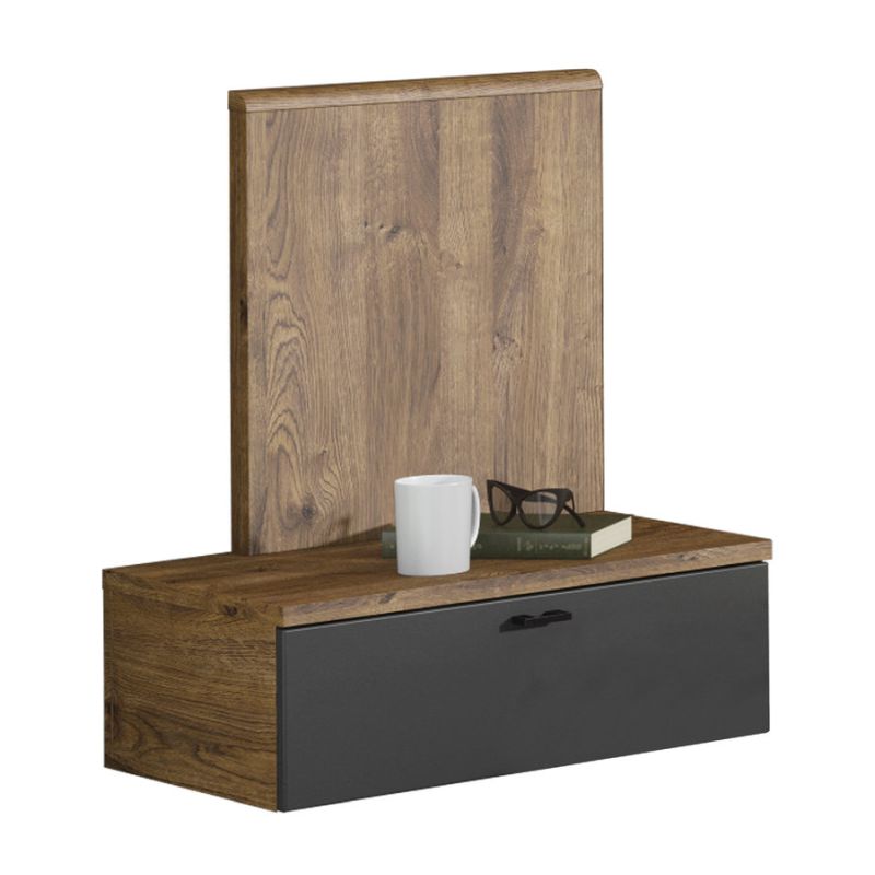 Nočný stolík, 60cm, dub ribeck, tmavý grafit, ľavý, ARMENY