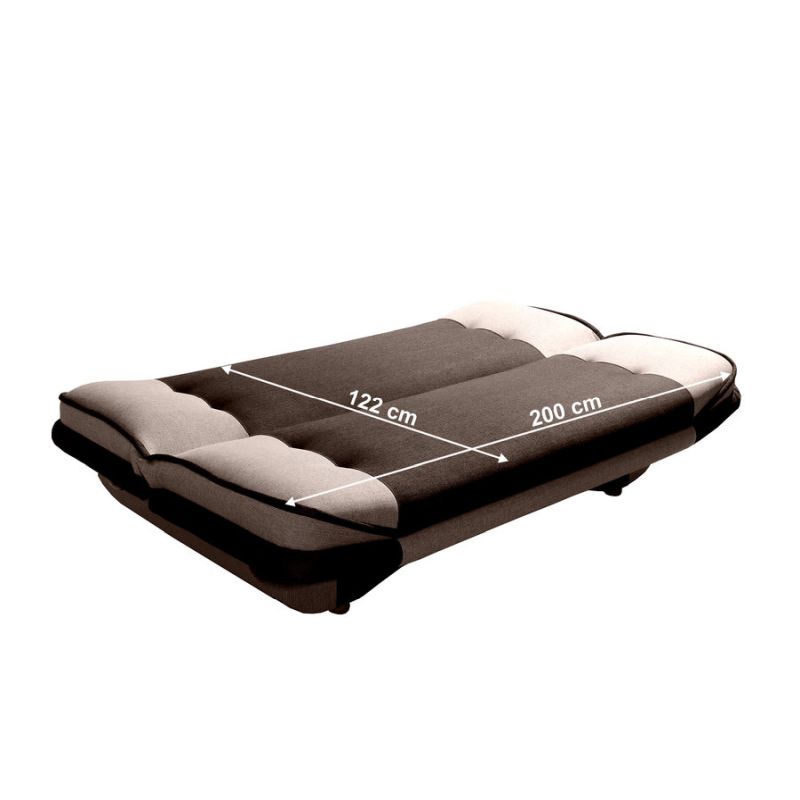 Rozkladacia pohovka, látka sivohnedá Taupe, hnedá, GURU