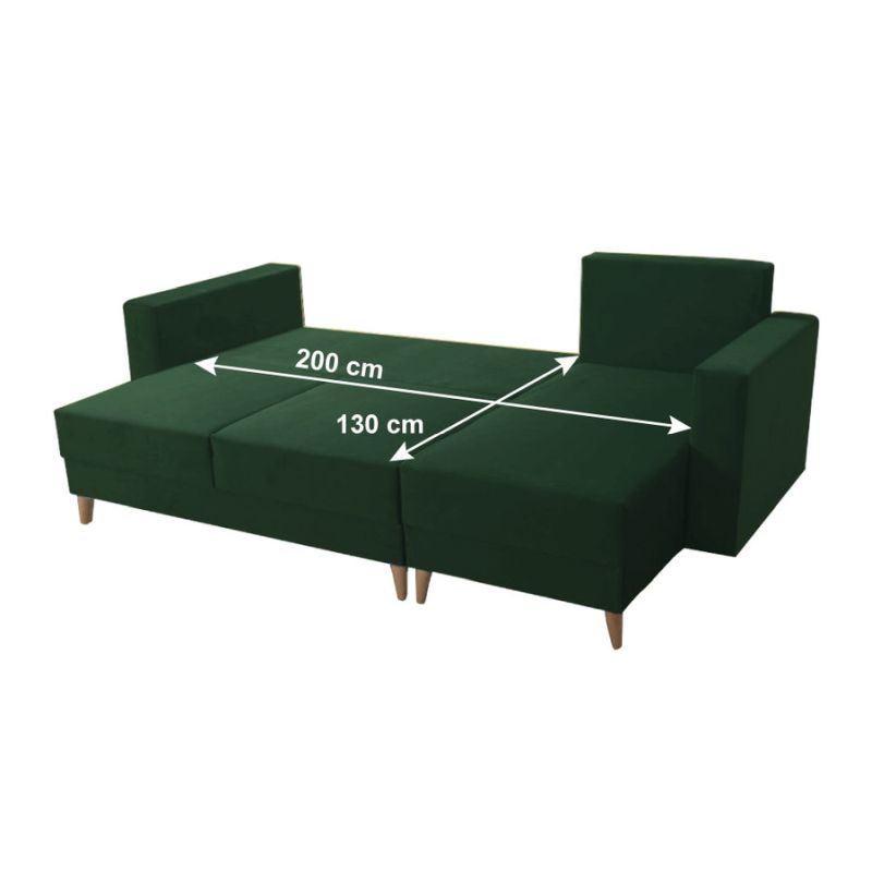 Rozkladacia sedacia súprava, látka zelená, pravá, BLEKY ROH