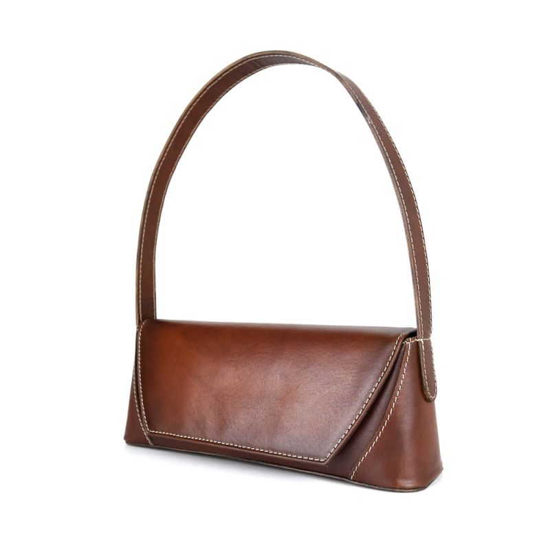 Kožená kabelka ručne tieňovaná v cigaro farbe