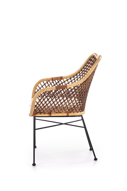 Jedálenská stolička, rattan, nohy kov čierny, HALMAR, K-336