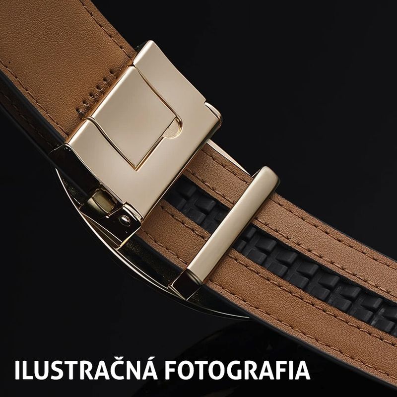 Kožený remeň pre opasky s automatickou prackou, šírka 3.5cm, koňaková farba