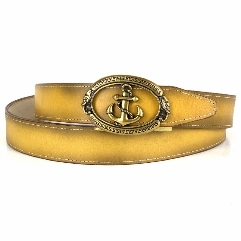 Žltý opasok z pravej kože s automatickou prackou GOLD ANCHOR - LIMITED EDITION