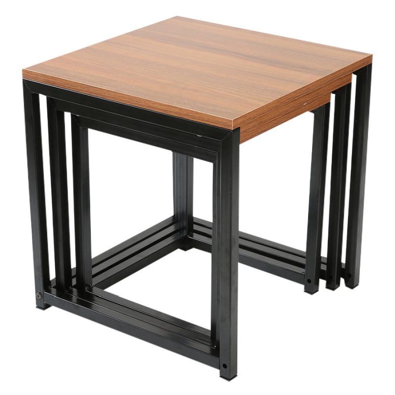 Set 3 konferenčných stolíkov, 40x40cm, orech, čierny, KASTLER  NEW TYP 3