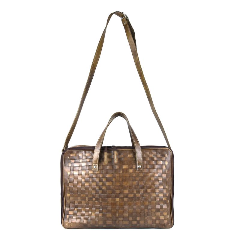 Ručne pletená kožená cestovná taška č.8282 v hnedej farbe