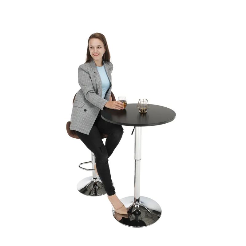 Barový stôl, 60cm, nastaviteľný, čierny, chróm, BRANY 2 NEW