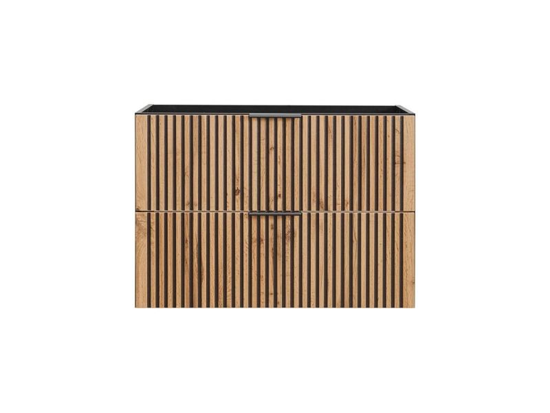 Skrinka pod umývadlo, 80cm, čierna, dub wotan, XILO BLACK WOTAN 82-80-D2S