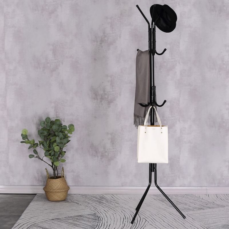 Stojanový vešiak, 171cm, kov, čierny, GD-101 BK