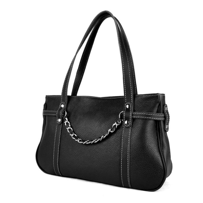 Dámska kožená kabelka z pravej kože č.8331, čierna farba