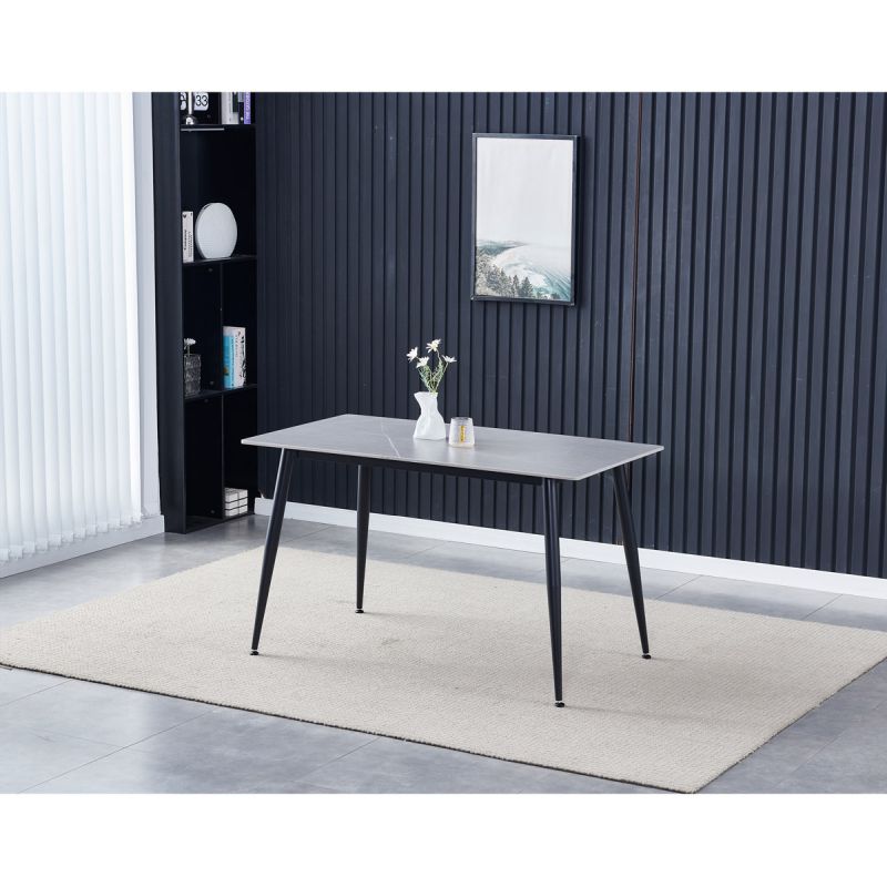 Jedálenský stôl 130x70cm, keramika, kov, sivý, HT-403M GREY