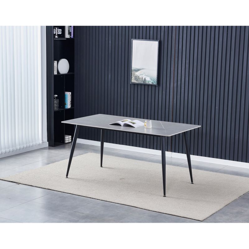 Jedálenský stôl 160x90cm, keramika, kov, sivý, HT-406M GREY