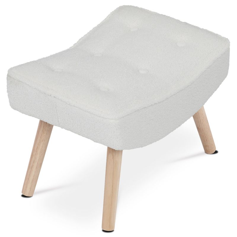 Podnožka, 52cm, biela látka bouclé, AK-309P WT2