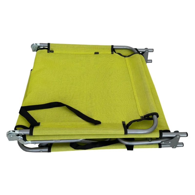 Záhradné ležadlo, zelená látka, sivý kov, KELEO