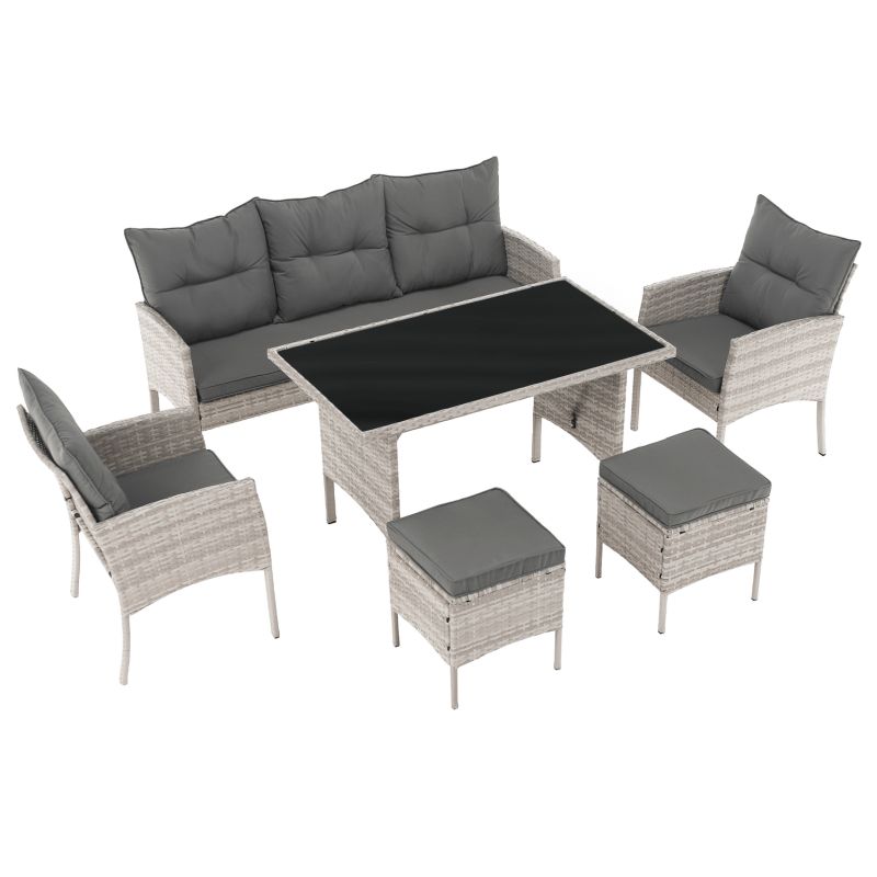 Záhradný, ratanový set, svetlosivý, LALEN