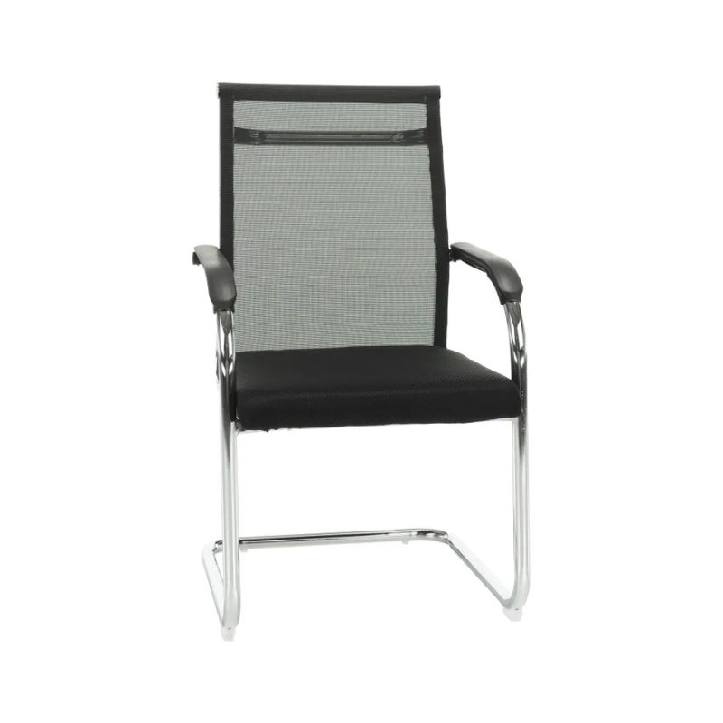 Zasadacia stolička, čierna sieťovina, kov strieborný, ESIN