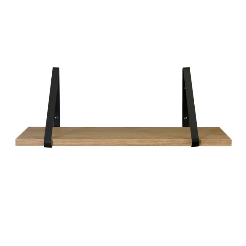 Polica, 60cm, dub, čierna, SAGIRA