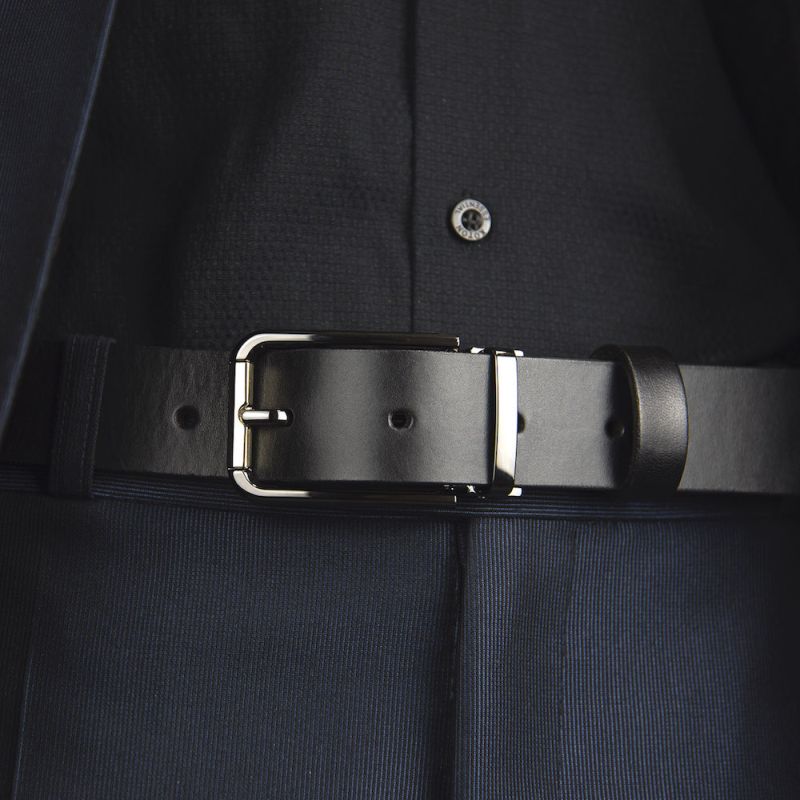 Kožený opasok PEARL GOLD, šírka 3.3cm, Slovenská výroba - Čierna