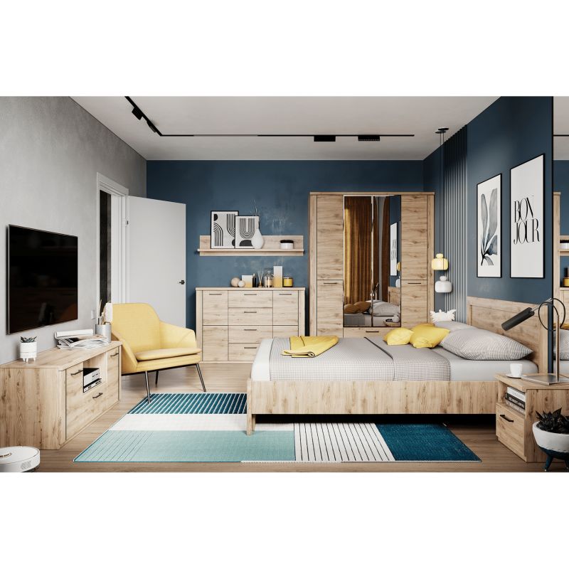 Komoda, 135cm, kombinovaná, dub navarra, DORSI 2D4S