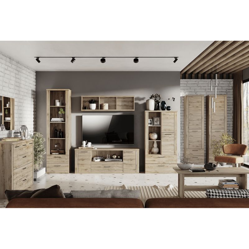 Otvorený regál, 55cm, dub navarra, DORSI 2S