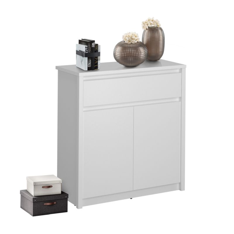 Komoda, 86cm, kombinovaná, biela, ERODIN 2D1S