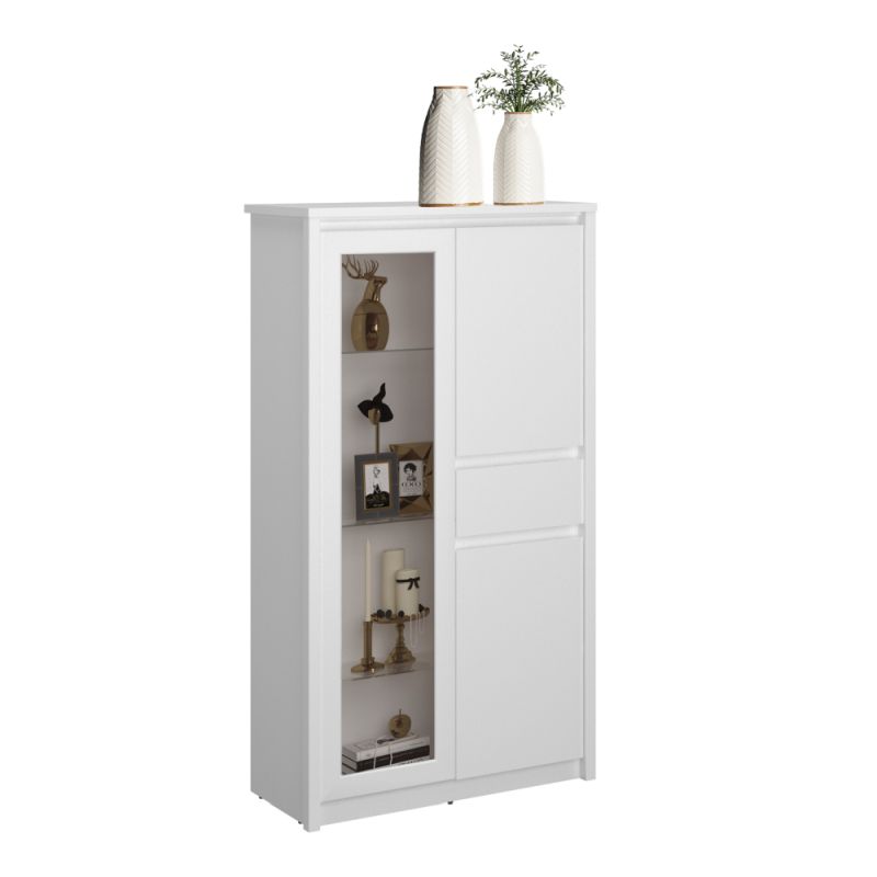 Nízka vitrína, 85cm, biela, ERODIN 2D1W1S