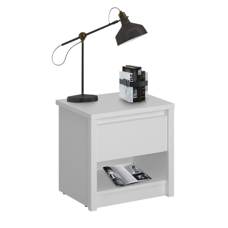 Nočný stolík, 46cm, biela, ERODIN 1S