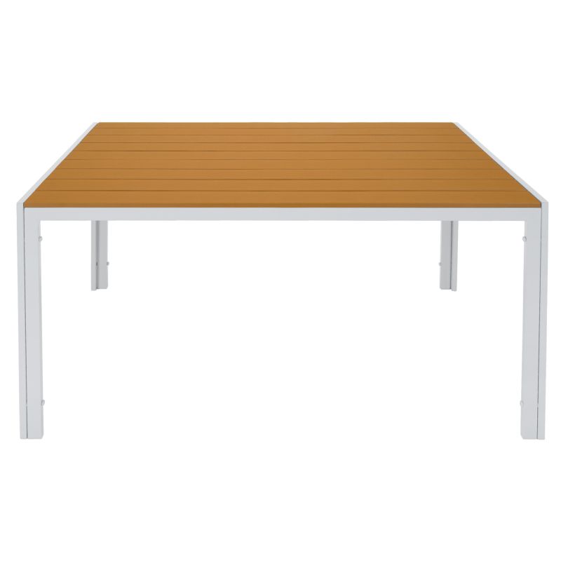 Záhradný stôl, 150x90cm, biela oceľ, polywood dub, BONTO