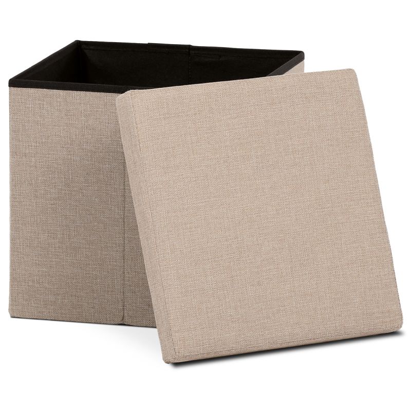 Taburet, 38cm, úložný priestor, béžová látka, TAB-461 CRM2