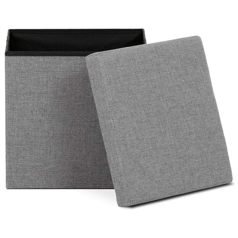 Taburet, 38cm, úložný priestor, sivá látka, TAB-461 GREY2