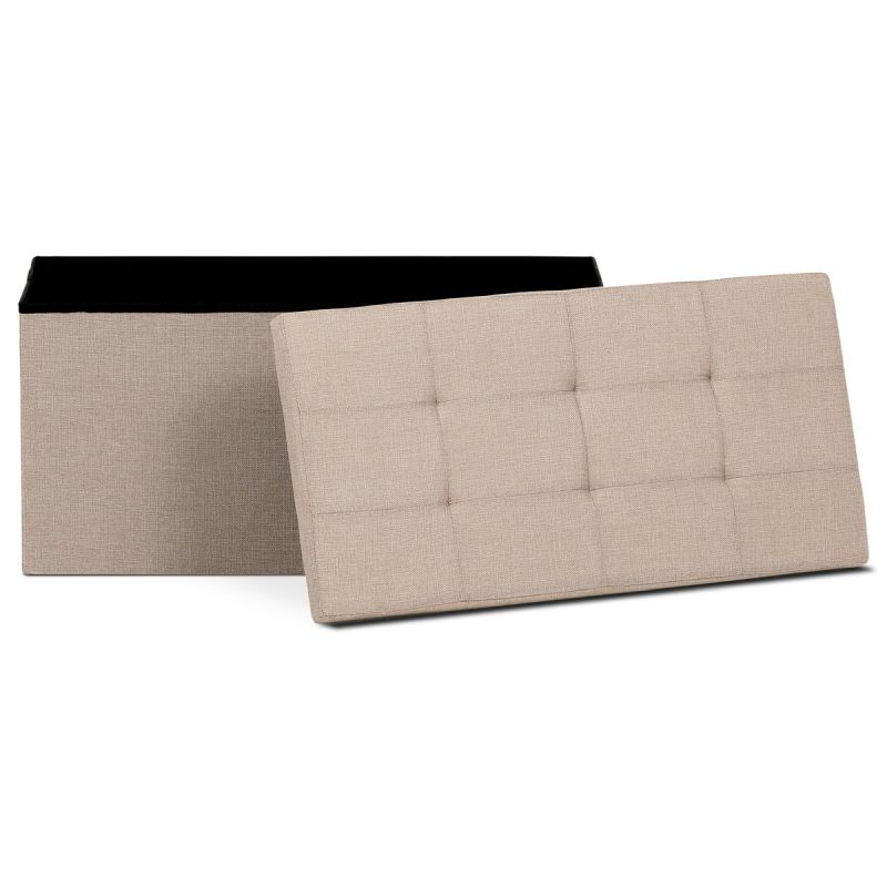 Taburet, 76cm, úložný priestor, látka, béžová, TAB-462 CRM2