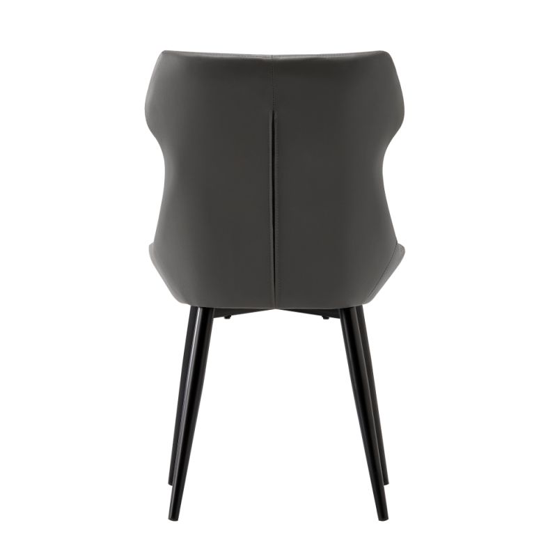 Jedálenská stolička, tmavosivá ekokoža, nohy kov čierny, SAGARA