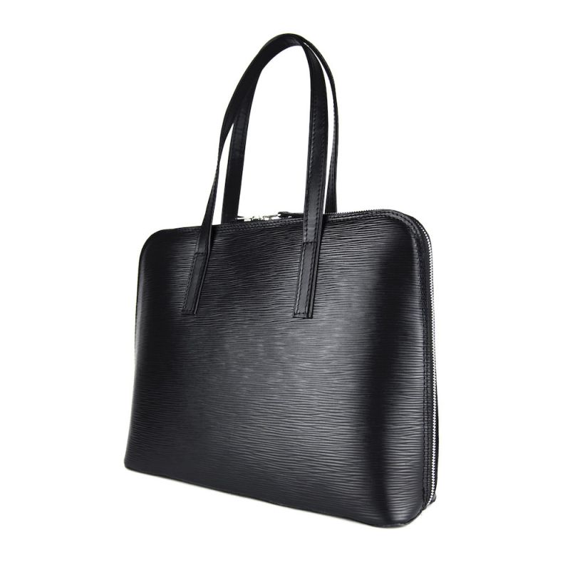 Luxusná kožená kabelka 8196 s reliéfnym dezénom kože v čiernej farbe