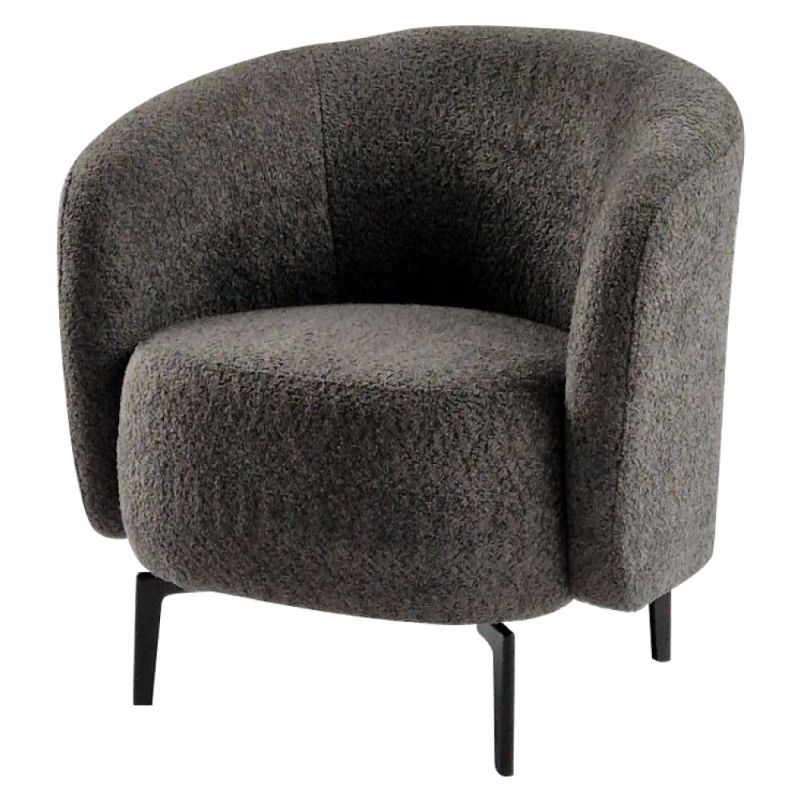 Dizajnové kreslo, kov čierny, sivohnedá Taupe látka, PRESO