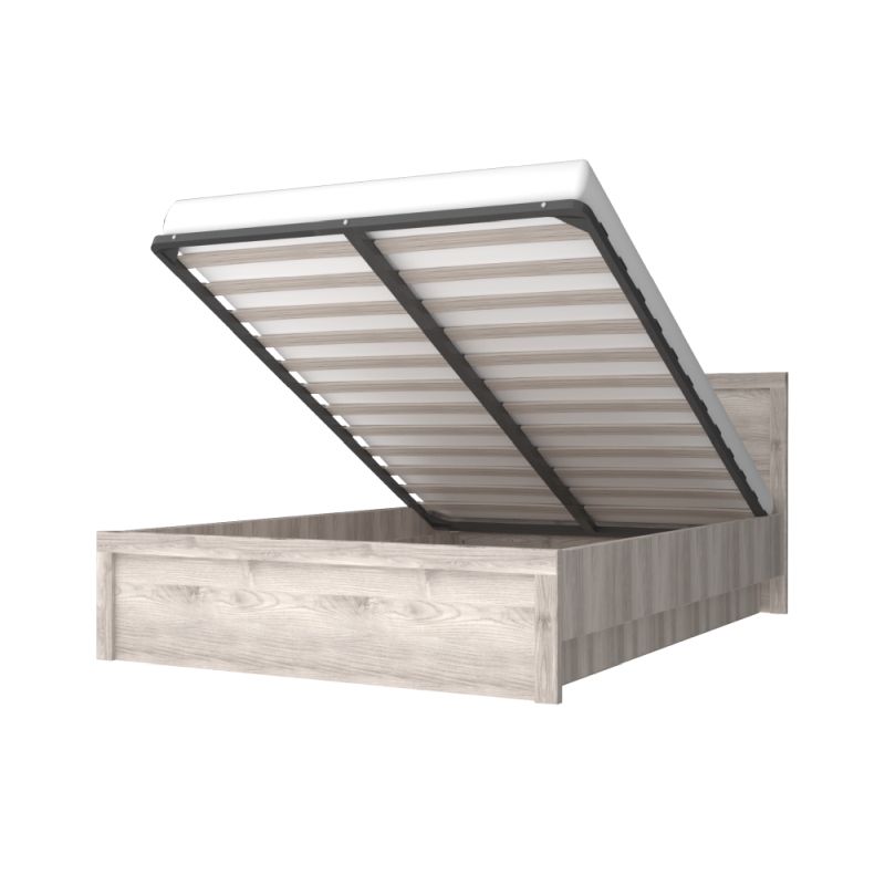 Posteľ, 140x200, s roštom, úložný priestor, gaštan nairobi, JESI