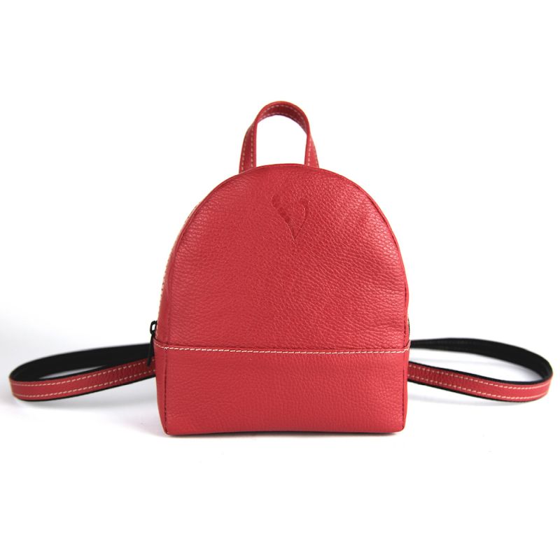 Malý módny ruksak z pravej kože č.8748 v červenej farbe