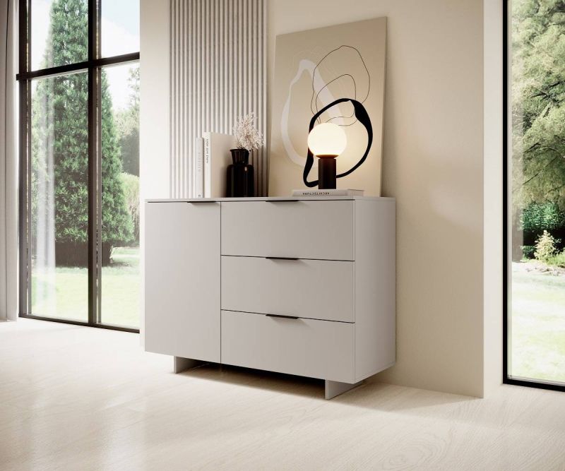 Komoda, 120cm, kombinovaná, pieskovo béžová, ALMA 1D3S
