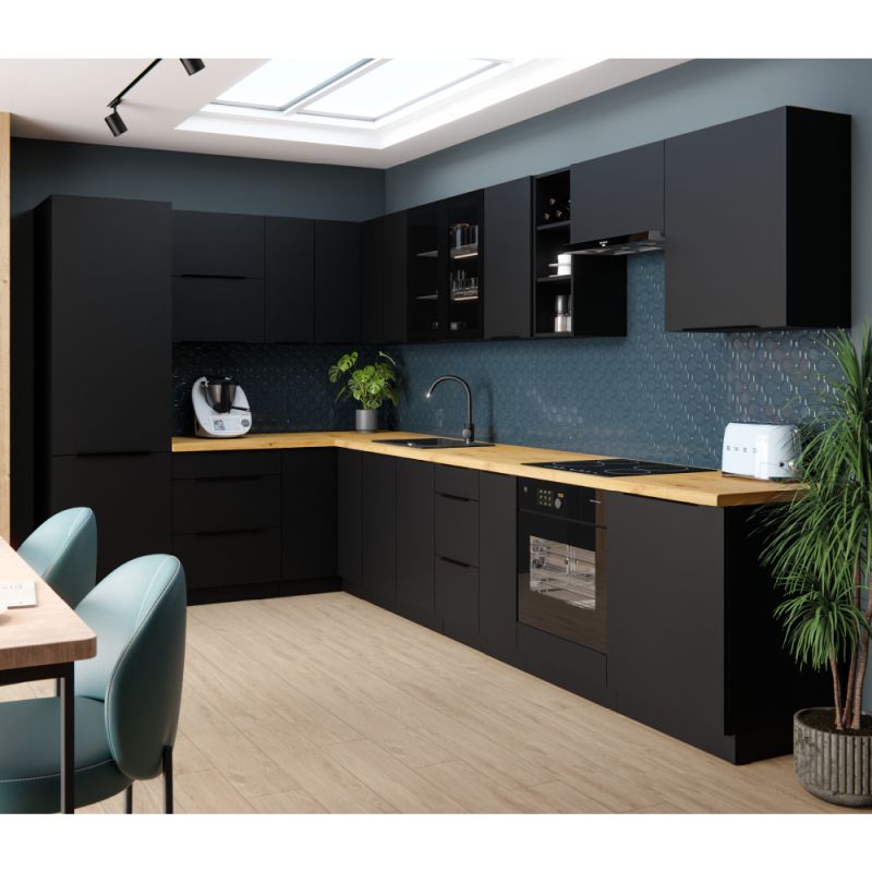 Spodná skrinka, 60cm, čierna, SIBER 60 D 1F BB