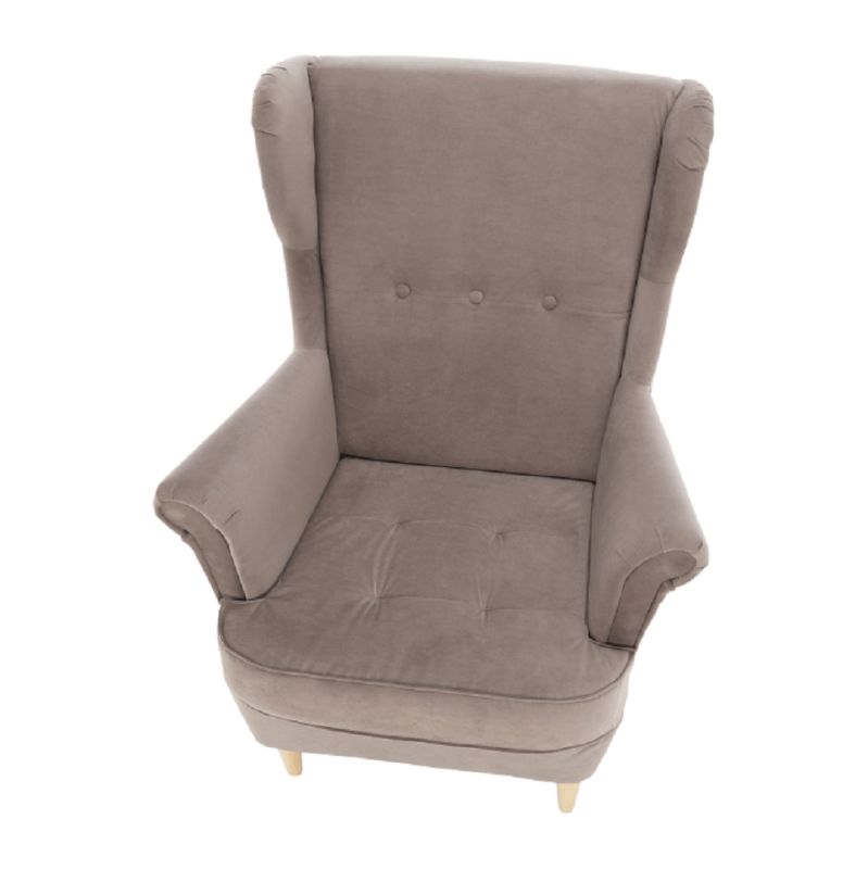 Kreslo, ušiak, buk drevo, béžovosivá látka, RUFINO 3 NEW