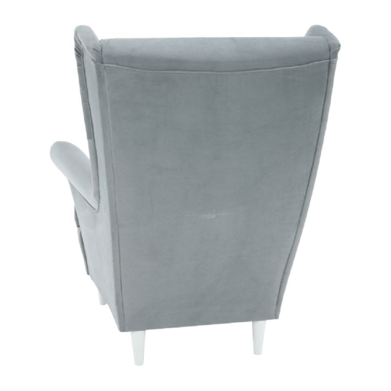 Kreslo, ušiak, biele drevo, svetlosivá látka, RUFINO 3 NEW