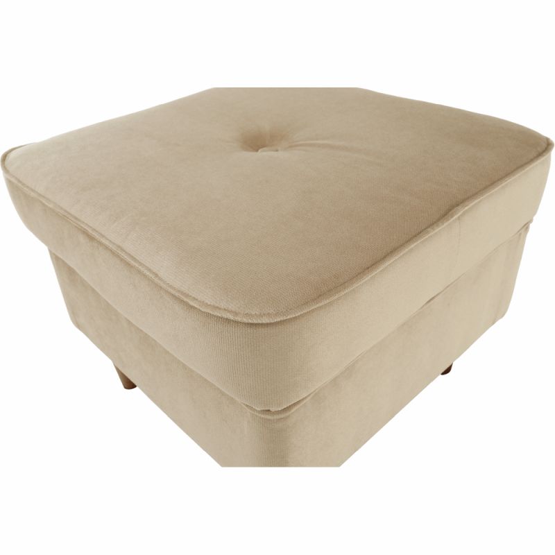 Moderný taburet, 40cm, látka béžovozlatá, drevo orech, RUFINO 3 NEW