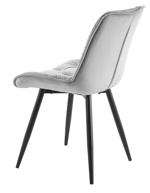 Jedálenská stolička, svetlosivá látka, nohy kov čierny, CHERRY II VELVET