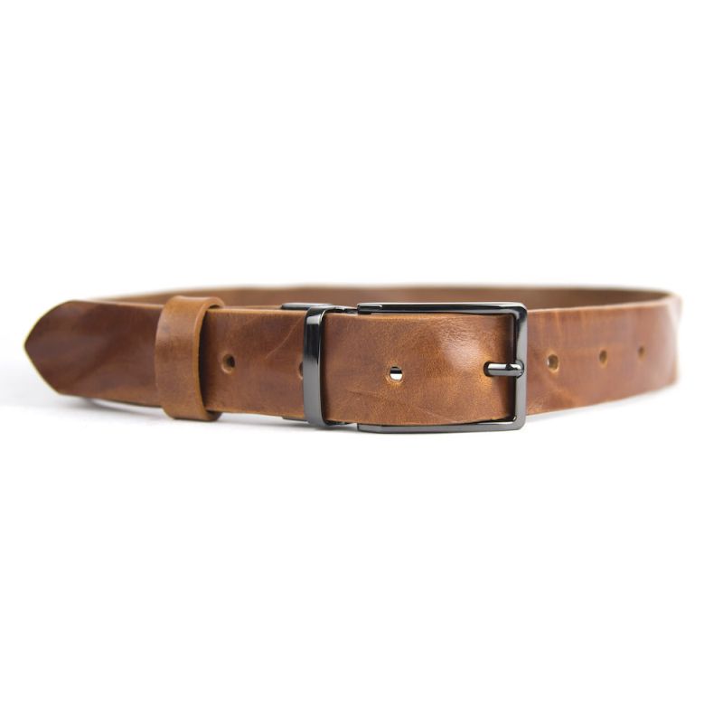 Kožený opasok s dezénom MODERN PEARL, šírka 3.3cm, Slovenská výroba - 3D dezén - hnedá