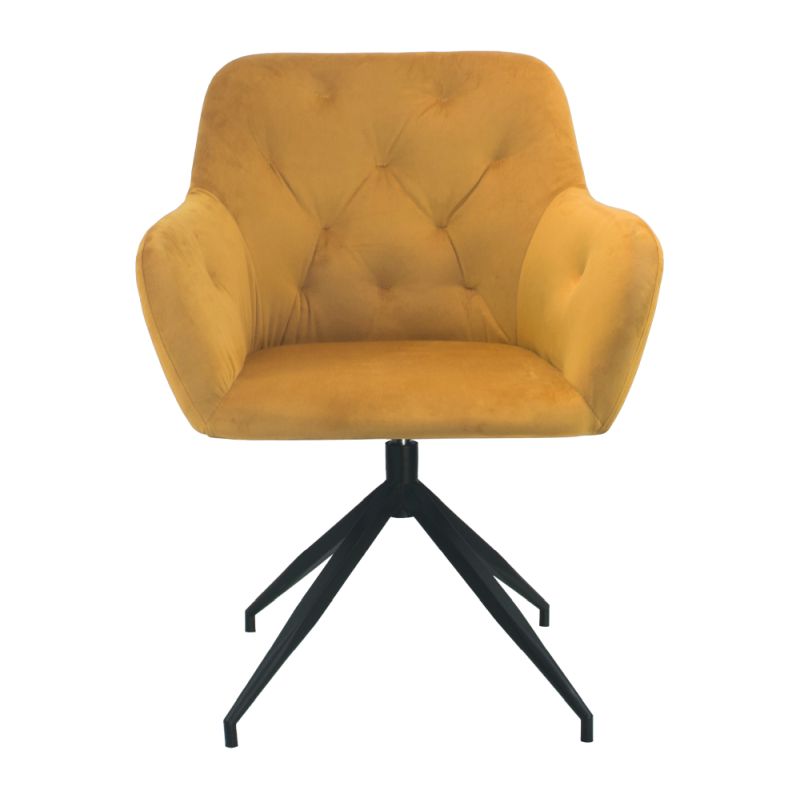 Otočná stolička, horčicová látka, čierny kov, VELEZA NEW