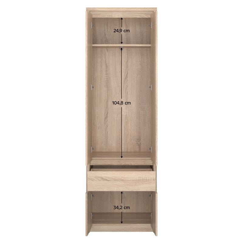 Skriňa, 66cm, kombinovaná, dub sonoma, NORTY TYP 22 4D1S