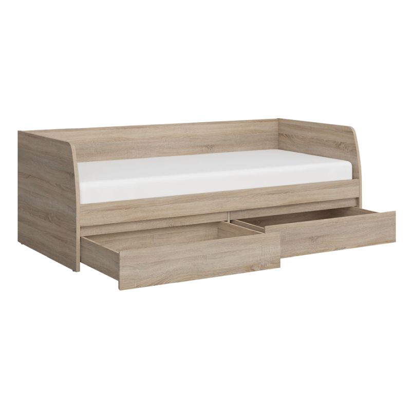 Posteľ, 90x200, s roštom, dub sonoma, NORTY TYP 28 2S